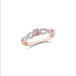 Morganite and Diamond Solitaire Braid Ring